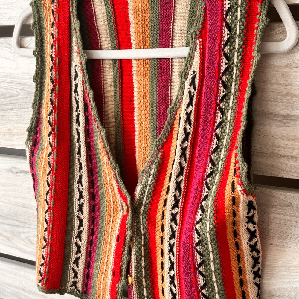 Multicolor Striped Women's Sweater Vest